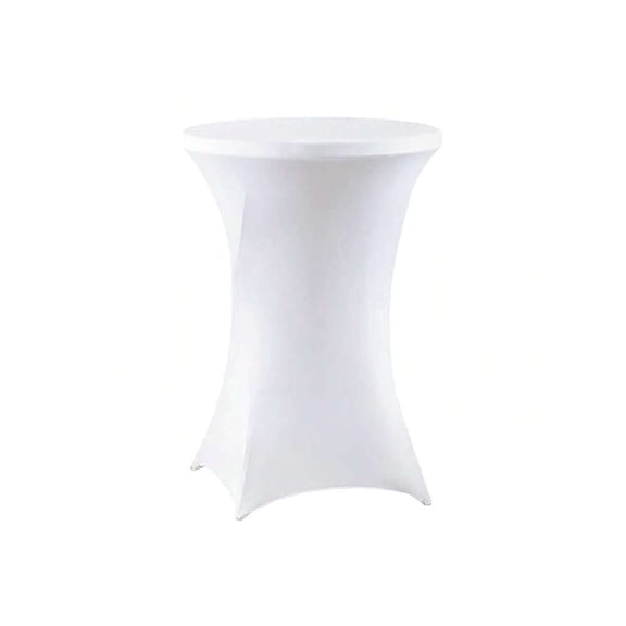 White Stretch Spandex Highboy Table Cover For 24 Inch Round Cocktail Tables, Party Wedding Banquet Use