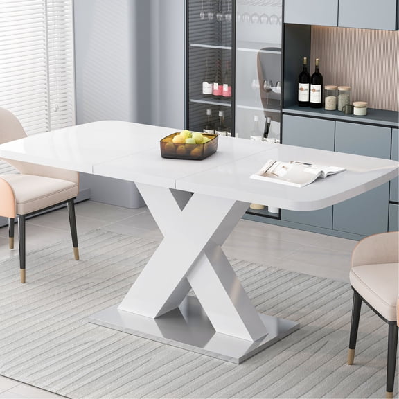 White Stretchable Dining Table - Used as End Table, High Load Capacity
