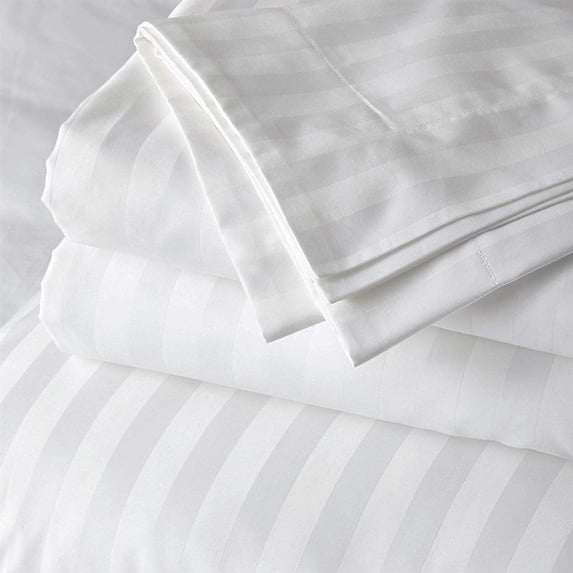 White Stripe Full (54"x 72") Size Sleeper Sofa Bed Sheet Set - Luxury 100% Egyptian Cotton - 800 Thread Count - Fits Mattresses Up to 5" Inches Deep Pocket
