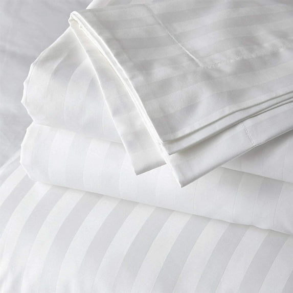 White Stripe Full (54"x 72") Size Sleeper Sofa Bed Sheet Set - Luxury 100% Egyptian Cotton - 800 Thread Count - Fits Mattresses Up to 8" Inches Deep Pocket