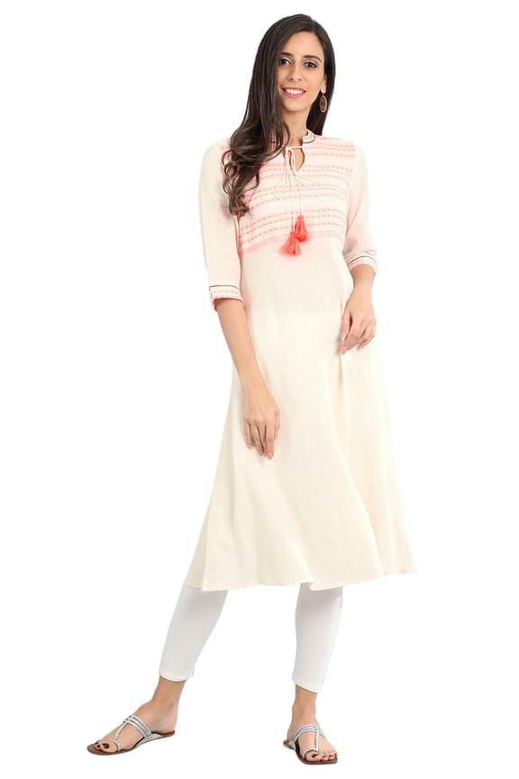 White Stripe Soft Mandarin Collar Kurta-XX Large