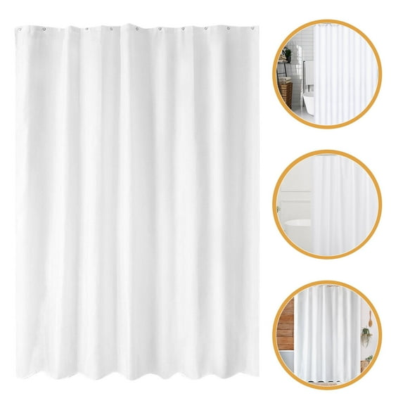 White Striped Fabric Shower Curtain for Bathroom with 12 Hooks, Curtains 78 Inches Long, Waterproof Bath Accessories Hotel Style - Machine Washable
