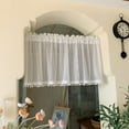 thumbnail image 1 of White Striped Lace Sheer Window Curtain Valances, Vintage Semi Sheer Rod Pocket Curtain Valance for Kitchen Cafe Dinning Bath Room, 1 Pcs, 1 of 7