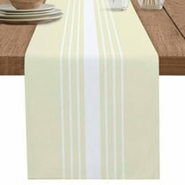 White Striped on Yellow Table Runner-70 Inch Long Modern Gradient Geometric Table Runners Linen Burlap Tablerunner for Kitchen Dining Room Holiday Party