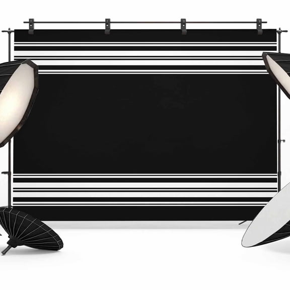 White Stripes Backdrop for Photography, Geometric Black Background Photo Backdrop Portrait Background Party Banner Photo Backgrounds for Studio Booth Props, 10x8ft