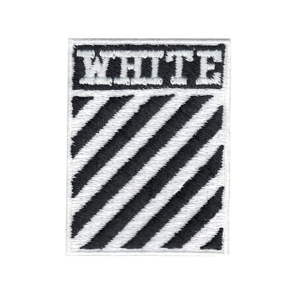White Stripes Box Logo Iron On Embroidered Patch
