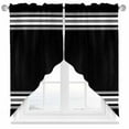 thumbnail image 1 of White Stripes Swag Valances for Windows 2 Pack Geometric Black Background Swag Kitchen Curtains 45 Inches Long Rod Pocket Short Window Treatment for Kitchen Bathroom 36"x45", 1 of 8