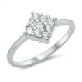 thumbnail image 1 of White Studded Geometric Promise Ring .925 Sterling Silver Band Cubic Zirconia Jewelry Female Size 8, 1 of 4