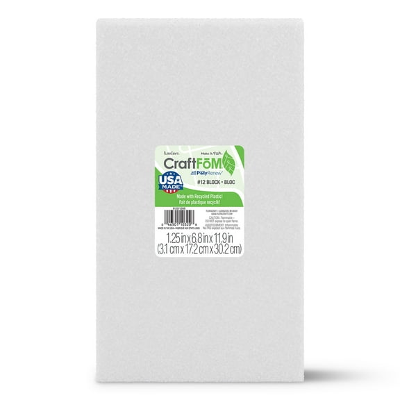 White Styrofoam Block, 11.875" x 6.625" x 1.1875"