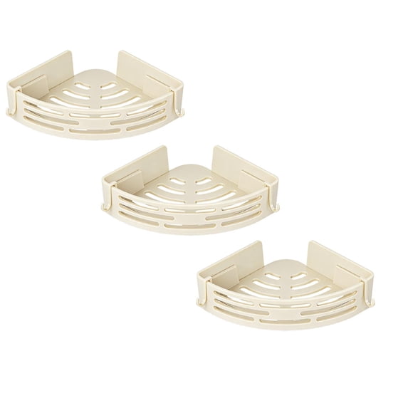 White Suction Cup Corner Shelves (3-Pack) - 2026 Upgraded No-Drill Bathroom Storage Rack for Shower, Tile & Glass Surfaces