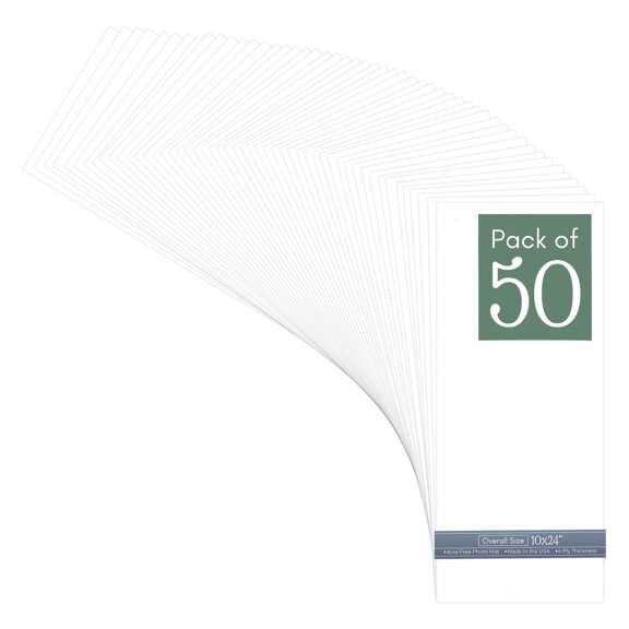 White Suede 10x24 Uncut Art Mat Board - No Opening - 50 Mats