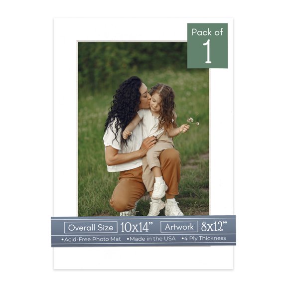 White Suede Picture Frame Mat for 10x14 Frames - Fits 8x12 Photos - 1 Mat