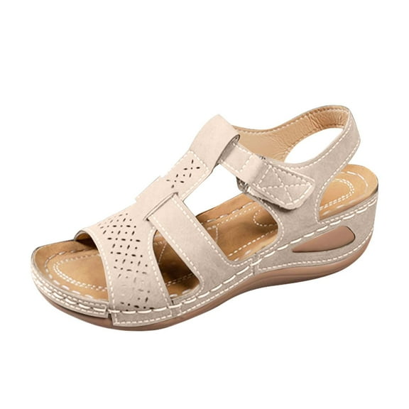White Summer Fall Ready Sandals With Supportive Wedge Heel For A Polished And Stable Wear