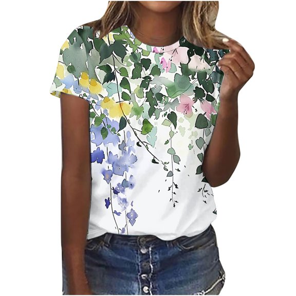 White Summer Tops for Women Dressy Womens T Shirts Graphic Tees Fitted Basic Tees 3/4