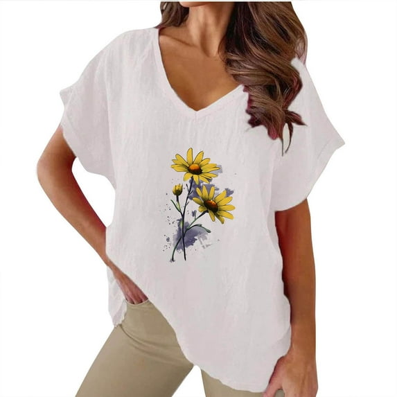 White Summer Tops for Women Sexy Plus Size Womens Shirts Generic Womens Tops