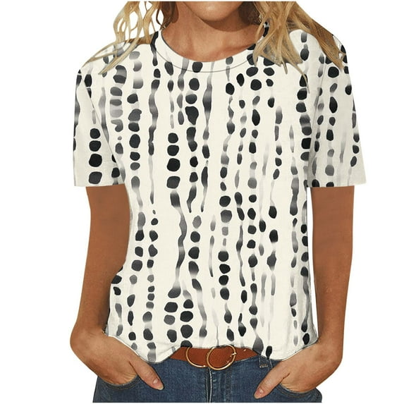 White Summer Tops for Women Short Sleeve Shirts for Women Black Summer Clothes for Short Women 2025 Vacation