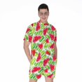 thumbnail image 1 of White Summer Watermelon Pattern Short Sleeve Men'S Rompers, Aloha Tropical Hawaiian Casual Summer Jumpsuits Outfit, 1 of 4