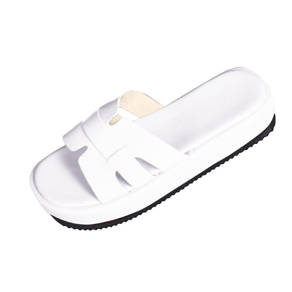 White Summer Women Thick Soled Slippers With One Line Design For Comfortable Wear Great For Leisure Time