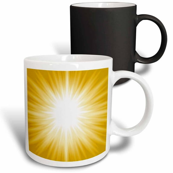 3drose, White Sun Burst on a Yellow Background, 11oz Magic Transforming Mug