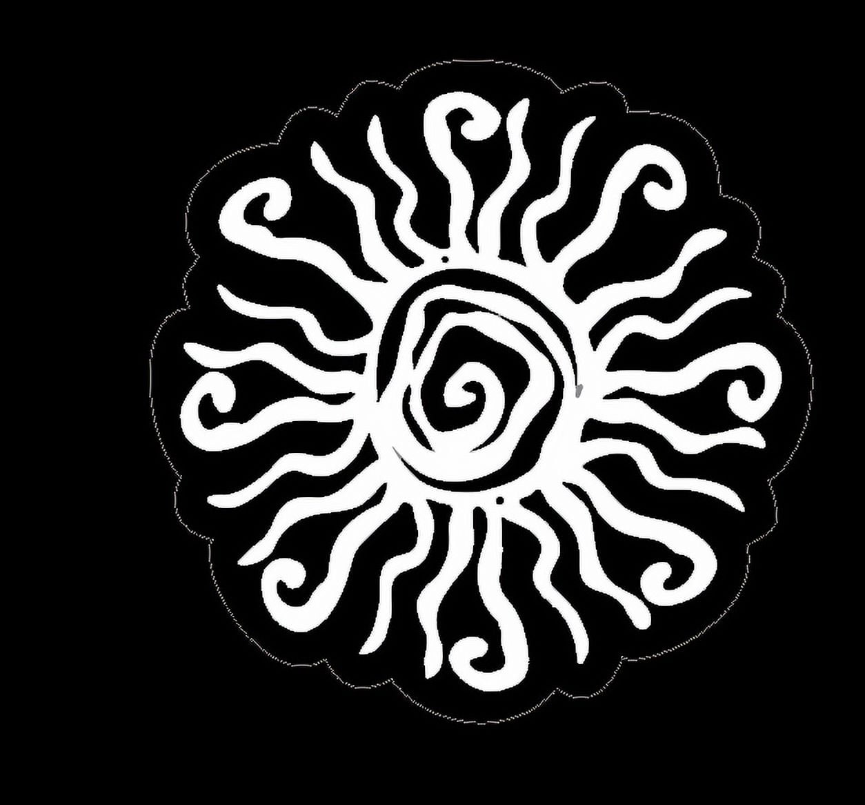 White Sun Car Decal, Aestetic Sun Sticker, Rising Sun Tribal Vintage