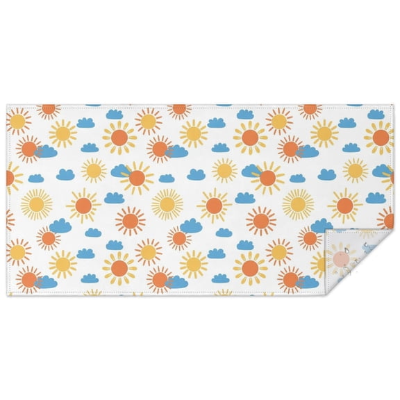 White Sun Cloud Pattern Rectangle Tablecloth 60"x120",Waterproof Polyester Rectangle Table Cloth, Wipeable Spillproof Polyester Tablecloth for Dining, Camping, Indoor and Outdoor