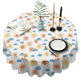 thumbnail image 1 of White Sun Cloud Pattern Round Tablecloth 60"x60",Wrinkle Wipeable Table Cloth for Kitchen Dining Room Picnic Patio Party, 1 of 6
