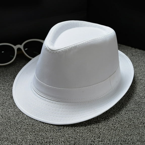 White Sun Hats Men and Women Unisex Jersey British Style Solid Color Jazz Hat Sun Hat