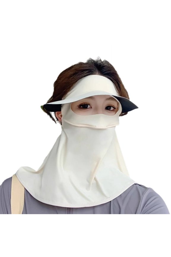 White Sun Protection Mask Full Face Ice Silk Anti-UV Cycling Breathable Sunshade