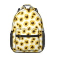 thumbnail image 1 of White Sunflower Backpack for School,Cute School Bag,Schoolbag with Adjustable Shoulder Straps & Padded Back,15.3"x11"x6.7", 1 of 6