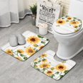 thumbnail image 1 of White Sunflower Bee Butterfly Pattern Bathroom Rugs Sets 3 Piece,Toilet Cover Set,Absorbent Non Slip Bathroom Mats Sets with U-Shaped Contour Rug Toilet Rug Set, 1 of 5