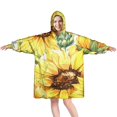 thumbnail image 1 of White Sunflower Bud Pattern Wearable Oversized Blanket,Wearable Blanket Hoodie for Adults,Cozy Hooded Blankets with Super Pockets,Super Warm Fuzzy Pullover for Women & Men, 1 of 6