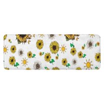 White Sunflower Butterfly Sun Pattern Kitchen Rug Mat,Kitchen Runner Rugs Non Skid Washable,Decorative Kitchen Floor Mats for Kitchen,Sink,Laundry,17"x47.2"