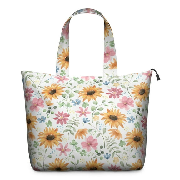 White Sunflower Colorful Flower Pattern Travel Tote Bags for Women Carry On,Large Weekender Bags for Women Travel,Multi Functional Duffle Bag for Work,Shopping,Sports