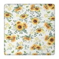 thumbnail image 1 of White Sunflower Green Leaf Pattern Square Fitted Tablecloth with Elastic Edge,Square Table Cover,Washable Elastic Table Cover for Home Kitchen Party Decor 36"x36", 1 of 6
