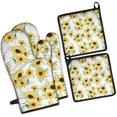 thumbnail image 1 of White Sunflower Kitchen Oven Mitt and Pot Holder Sets 4 Pcs for Baking, Cooking and Grilling, Heat Resistant Up To 392 °F, 1 of 7