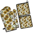 thumbnail image 1 of White Sunflower Kitchen Oven Mitt and Pot Holder Sets 4 Pcs for Baking, Cooking and Grilling, Heat Resistant Up To 392 °F, 1 of 7