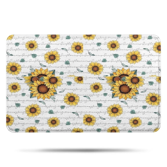 White Sunflower Letter Pattern Bathroom Rugs Mat,Non Slip Microfiber Bathroom Rug,Rubber Backing,Soft Bathroom Mats for Bathroom Floor,Tub and Shower,17x27in(43x68cm)