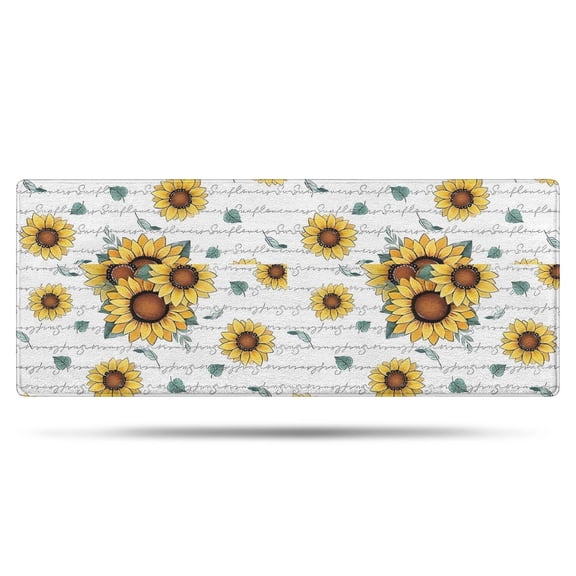 White Sunflower Letter Pattern Bathroom Rugs Mat,Non Slip Microfiber Bathroom Rug,Rubber Backing,Soft Bathroom Mats for Bathroom Floor,Tub and Shower,60x24in(150x60cm)