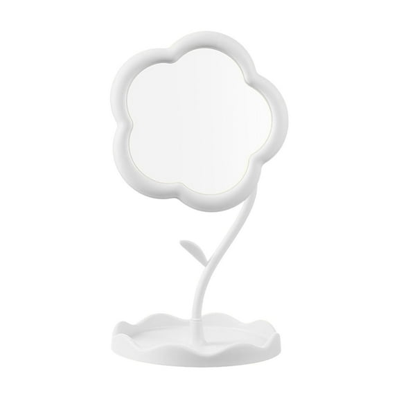 White Sunflower Makeup Mirror With Storage Tray Rotatable Desktop Vanity Mirror For Dresser Dormitory Home Decor Portable Beauty Mirror White 8.04 Oz