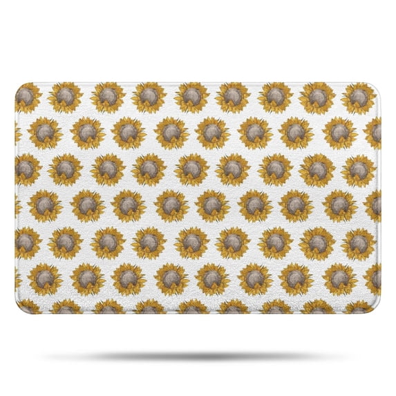 White Sunflower Pattern Bathroom Rugs Mat,Non Slip Microfiber Bathroom Rug,Rubber Backing,Soft Bathroom Mats for Bathroom Floor,Tub and Shower,17x27in(43x68cm)