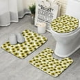 thumbnail image 1 of White Sunflower Pattern Bathroom Rugs Sets 3 Piece,Toilet Cover Set,Absorbent Non Slip Bathroom Mats Sets with U-Shaped Contour Rug Toilet Rug Set, 1 of 5