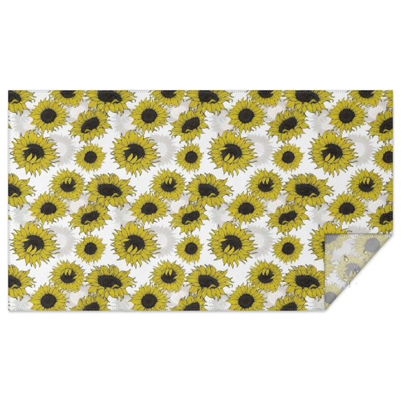 White Sunflower Pattern Rectangle Tablecloth 60"x102",Waterproof Polyester Rectangle Table Cloth, Wipeable Spillproof Polyester Tablecloth for Dining, Camping, Indoor and Outdoor