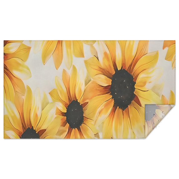 White Sunflower Pattern Rectangle Tablecloth 60"x102",Waterproof Polyester Rectangle Table Cloth, Wipeable Spillproof Polyester Tablecloth for Dining, Camping, Indoor and Outdoor