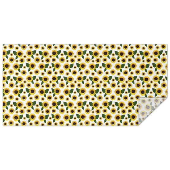 White Sunflower Pattern Rectangle Tablecloth 60"x120",Waterproof Polyester Rectangle Table Cloth, Wipeable Spillproof Polyester Tablecloth for Dining, Camping, Indoor and Outdoor