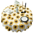 thumbnail image 1 of White Sunflower Pattern Round Tablecloth 60"x60",Wrinkle Wipeable Table Cloth for Kitchen Dining Room Picnic Patio Party, 1 of 6