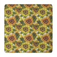 thumbnail image 1 of White Sunflower Pattern Square Fitted Tablecloth with Elastic Edge,Square Table Cover,Washable Elastic Table Cover for Home Kitchen Party Decor 34"x34", 1 of 6
