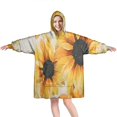 thumbnail image 1 of White Sunflower Pattern Wearable Oversized Blanket,Wearable Blanket Hoodie for Adults,Cozy Hooded Blankets with Super Pockets,Super Warm Fuzzy Pullover for Women & Men, 1 of 6