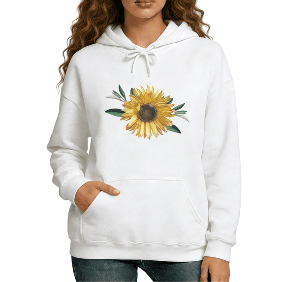 White Sunflower Print hoodie Sweatshirt Graphic Sweatshirt Women Cozy Spring Easter Gift S 2XL Tops