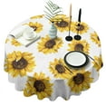 thumbnail image 1 of White Sunflower Round Tablecloth 60" X 60",Wrinkle Wipeable Table Cloth for Kitchen Dining Room Picnic Patio Party, 1 of 6