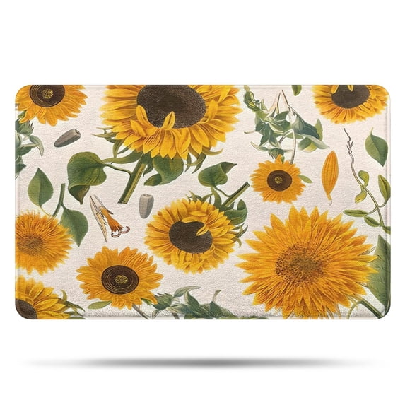 White Sunflower Seed Leaf Pattern Bathroom Rugs Mat,Non Slip Microfiber Bathroom Rug,Rubber Backing,Soft Bathroom Mats for Bathroom Floor,Tub and Shower,20x32in(50x80cm)